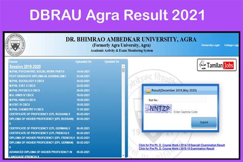 dbrau 2021 result|DBRAU – RESULT – Dr Bhimrao Ambedkar University, Agra.